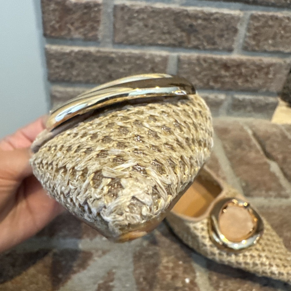 Steve Madden Women's Ira Raffia Mule Point Toe Size 8.5 Gold Buckle Detail #573 - Picture 12 of 16